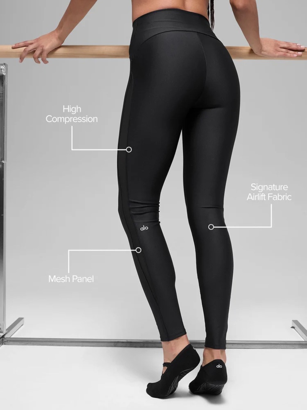 ALO Yoga Airlift High-Waist Mesh Infatuation Legging Black M New - Picture 2 of 6